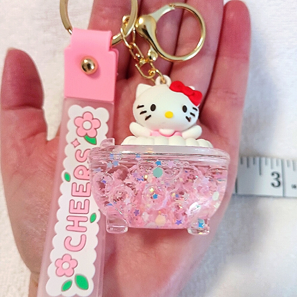 Hello Kitty Key chain Wristlet  Design Bathtub Bubbles New